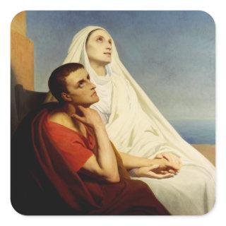 Saint Augustine and Saint Monica Square Sticker