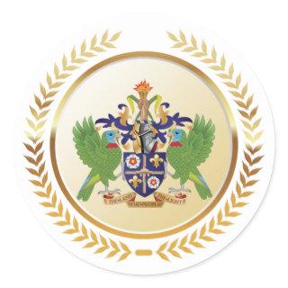 Saint Lucia Coat Of Arms Classic Round Sticker