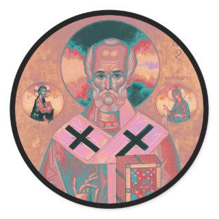 Saint Nicholas Icon Classic Round Sticker