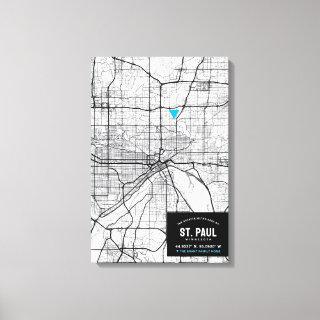 Saint Paul City Map + Mark Your Location Canvas Print