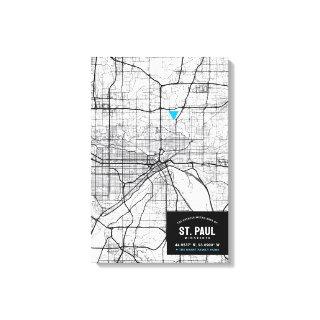 Saint Paul City Map + Mark Your Location Canvas Print