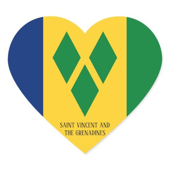 Saint Vincent and the Grenadines Flag Splendid Heart Sticker