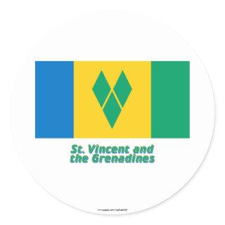 Saint Vincent Flag with Name Classic Round Sticker
