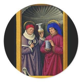 Saints Cosmas and Damian by Jean Bourdichon Classic Round Sticker
