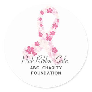 Sakura Pink Breast Cancer Fundraiser QR Code Classic Round Sticker