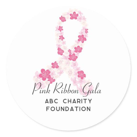 Sakura Pink Breast Cancer Fundraiser QR Code Classic Round Sticker