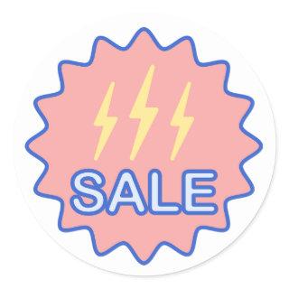 Sale with an Electric Power Sign Classic Round Sticker