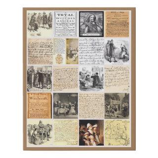 Salem Witch Trials letters documents collage art Faux Canvas Print