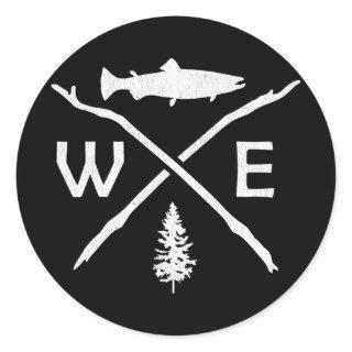 Salmon Fishing Compass Forest King Salmon Classic Round Sticker