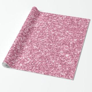 Salmon Pink Glitter White Sparkles Print