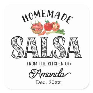 Salsa Homemade From the Kitchen of Name Jar lid Square Sticker