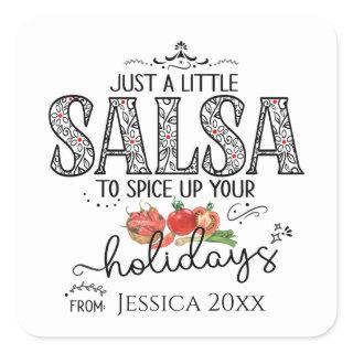 Salsa Spice Up Your Holidays Floral Red Square Sticker