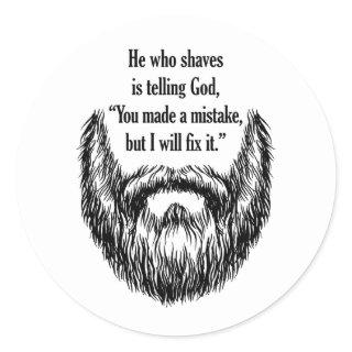 salt and pepper fuzzy beard classic round sticker