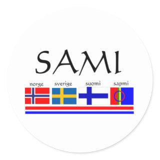 Sami and Scandinavian flags Classic Round Sticker