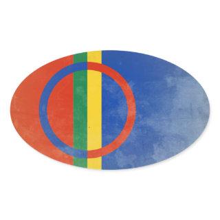 Sami people flag oval sticker