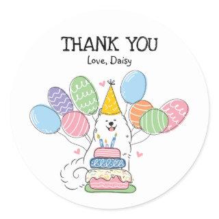 Samoyed Dog Birthday Party Favor Tags Sticker