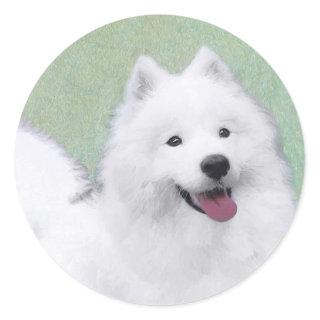 Samoyed Painting - Cute Original Dog Art Classic Round Sticker