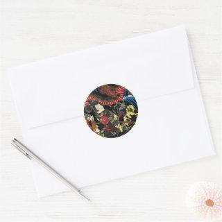 SAMURAI FIGHTING GIANT SNAKE TOAD CLASSIC ROUND STICKER