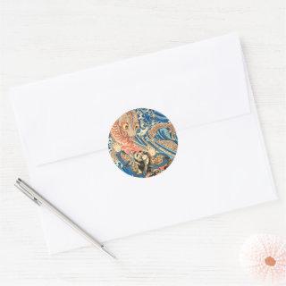 SAMURAI FIGHTING SALAMANDER CLASSIC ROUND STICKER