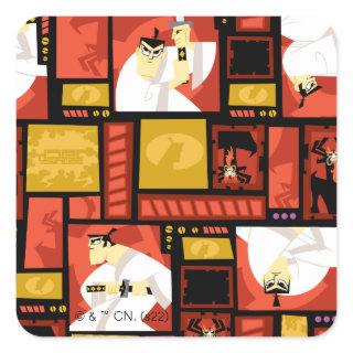 Samurai Jack & Aku Character Art Panel Pattern Square Sticker