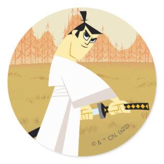 Samurai Jack Drawing Sword Classic Round Sticker