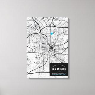 San Antonio City Map + Mark Your Location Canvas Print