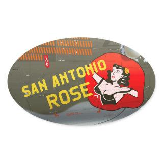 San Antonio Rose B-24 Nose Art (Vintage Fuselage) Oval Sticker
