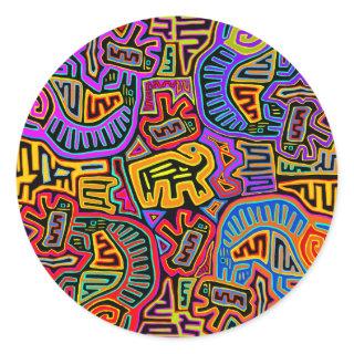 San Blas Island Mola Collage Classic Round Sticker