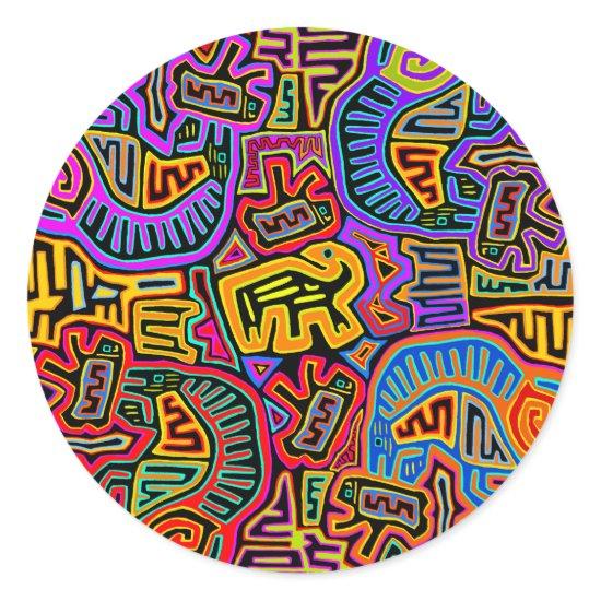 San Blas Island Mola Collage Classic Round Sticker