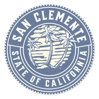 San Clemente Beach Surfing Souvenir Classic Round Sticker