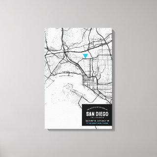 San Diego City Map + Mark Your Location Canvas Print