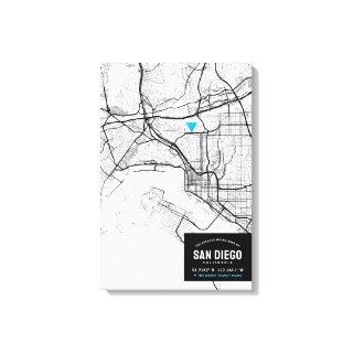 San Diego City Map + Mark Your Location Canvas Print