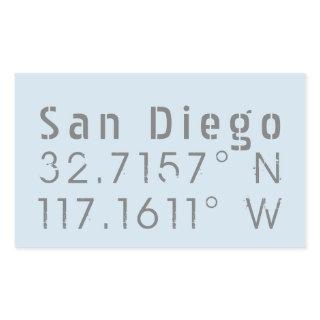 San Diego Latitude Longitude Rectangular Sticker