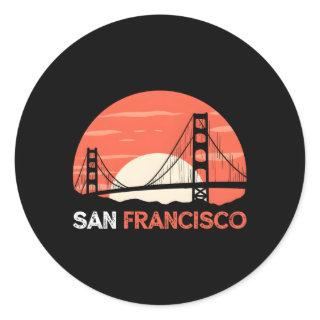 San Francisco California Golden Gate Bridge Classic Round Sticker