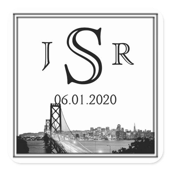 San Francisco Destination Wedding Monogram Sticker