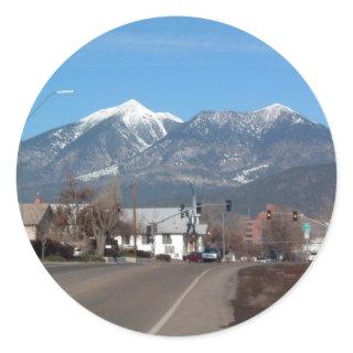San Fransisco Mountains Looking Across Flagstaff Classic Round Sticker