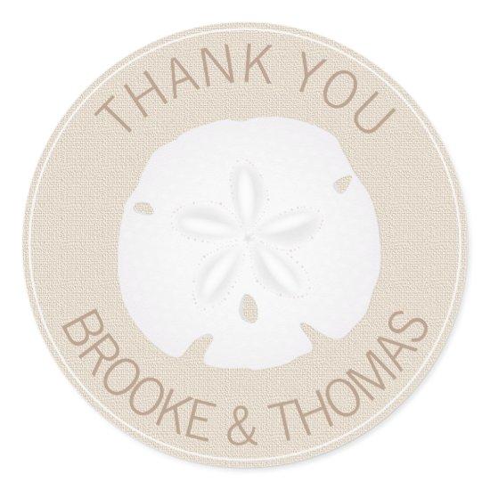 Sand-dollar Seashell Beach Wedding Classic Round Sticker