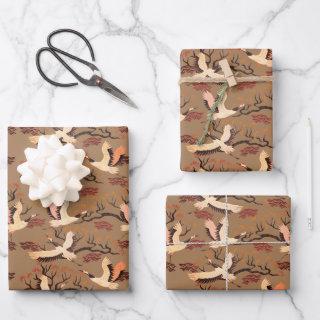 Sandhill Cranes Trees Pattern Brown Gift   Sheets