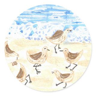 Sandpipers on Old Orchard Beach, Maine Classic Round Sticker