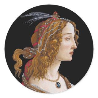 Sandro Botticelli - Portrait of Simonetta Vespucci Classic Round Sticker