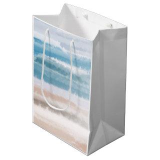 Sandy Beach Ocean Waves Abstract Watercolor Medium Gift Bag