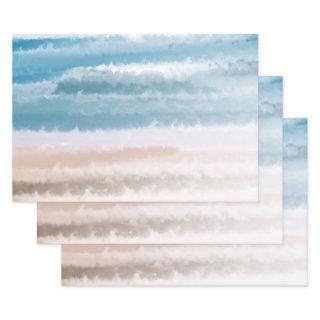 Sandy Beach Ocean Waves Abstract Watercolor  Sheets