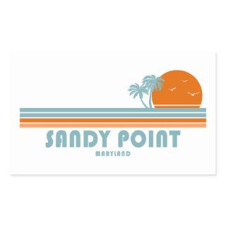 Sandy Point State Park Maryland Sun Palm Trees Rectangular Sticker