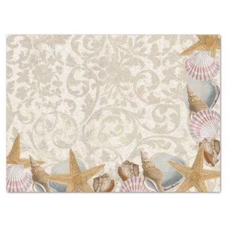 Sandy Seashell Starfish Seaside Decoupage Corner   Tissue Paper