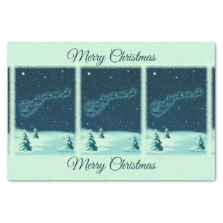 Santa and his Reindeers Christmas Night Sky Tissue Paper