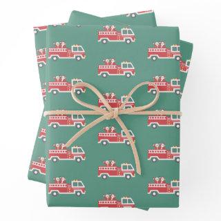 Santa and Mrs. Claus on a Christmas Firetruck   Sheets