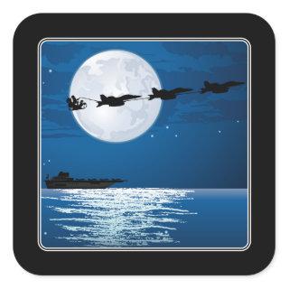 Santa and Super Hornets F/A-18 Jets Christmas Square Sticker