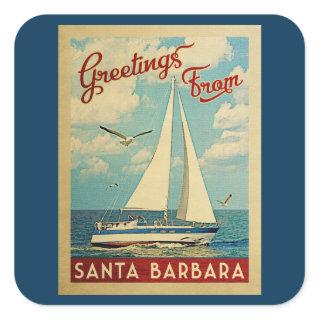 Santa Barbara Sailboat Vintage Travel California Square Sticker