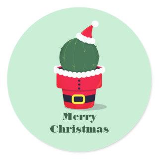 Santa Cactus Holiday Christmas Classic Round Sticker