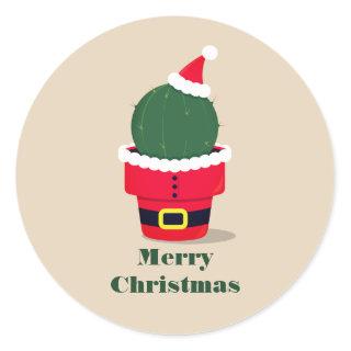 Santa Cactus Holiday Desert Christmas Classic Round Sticker